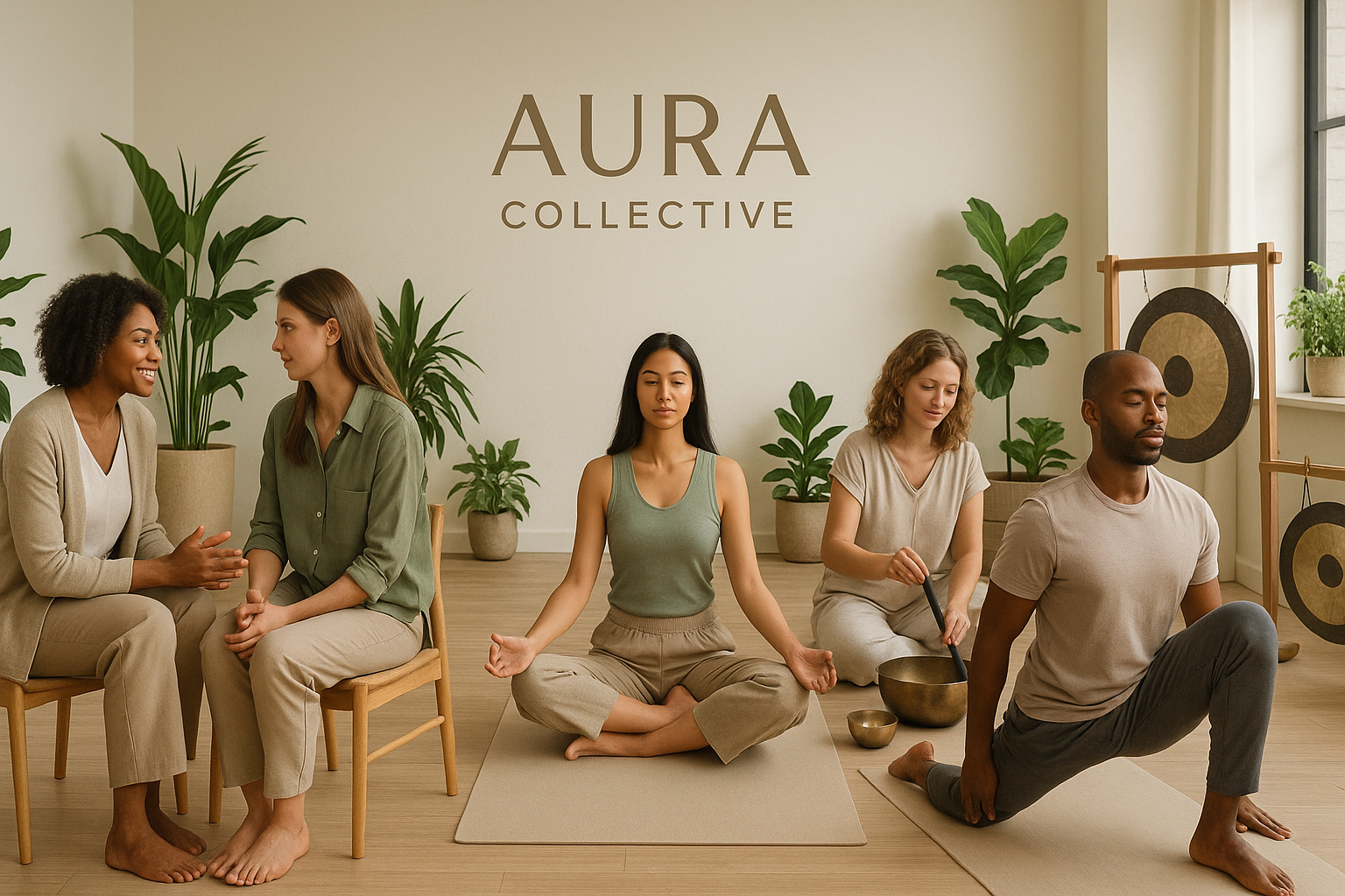 🧘🏻‍♀️ AURA COLLECTIVE is an international wellness platform where personal wellbeing of body, mind & soul is created through different tools like coaching, yoga, sound healing, spiritual growth, and more. 